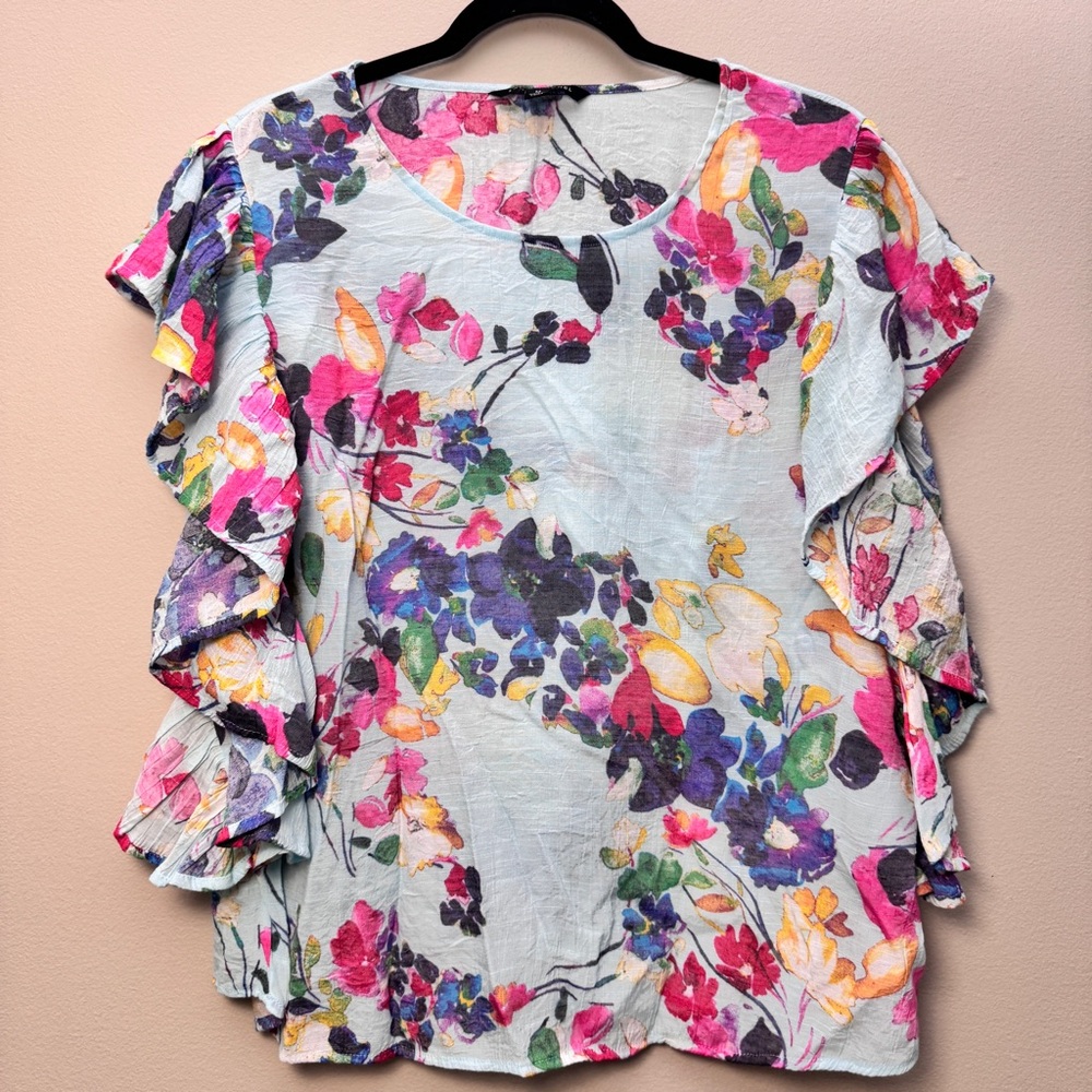 Zac & Rachel Multicolor Floral Ruffle Blouse